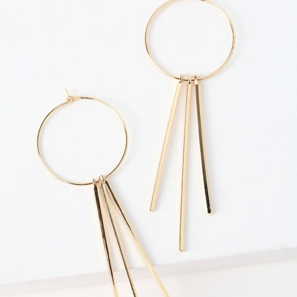 Lulus Elysian Gold Bar Hoop Earrings
